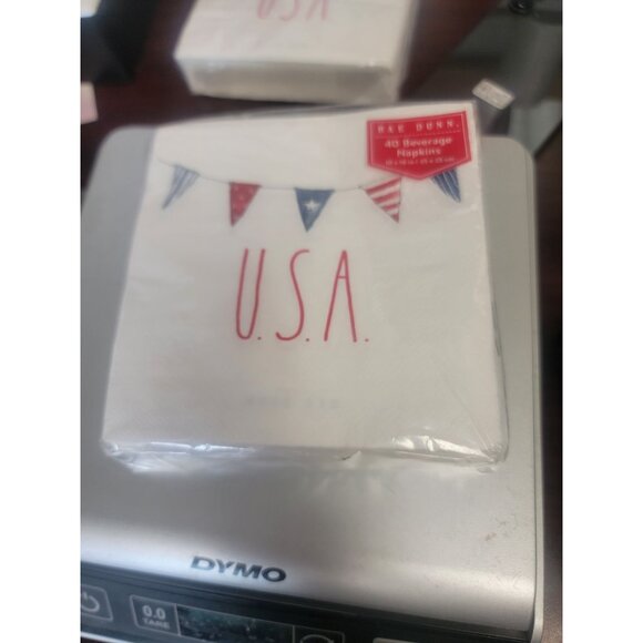 Rae Dunn USA Beverage Napkins 40 Pack 10"x10" 3-Ply Patriotic Party Decor Dispos - Picture 2 of 3